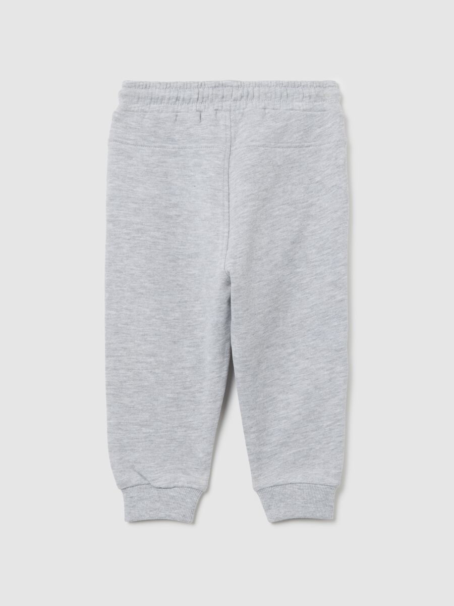 Pantaloni jogger grigi da bimbo in misto cotone regular fit con stampa_1