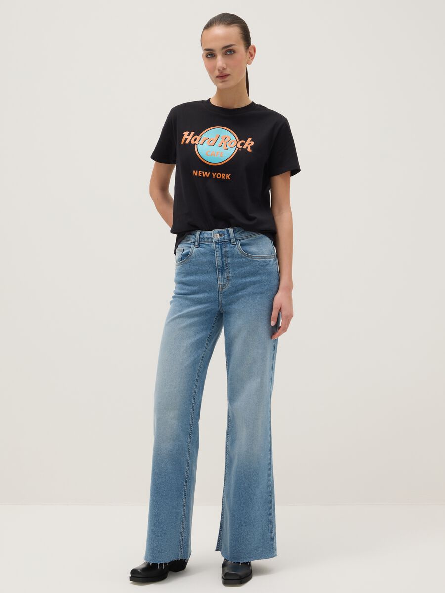 Black pure cotton regular fit T-shirt with Hard Rock Cafe logo_1