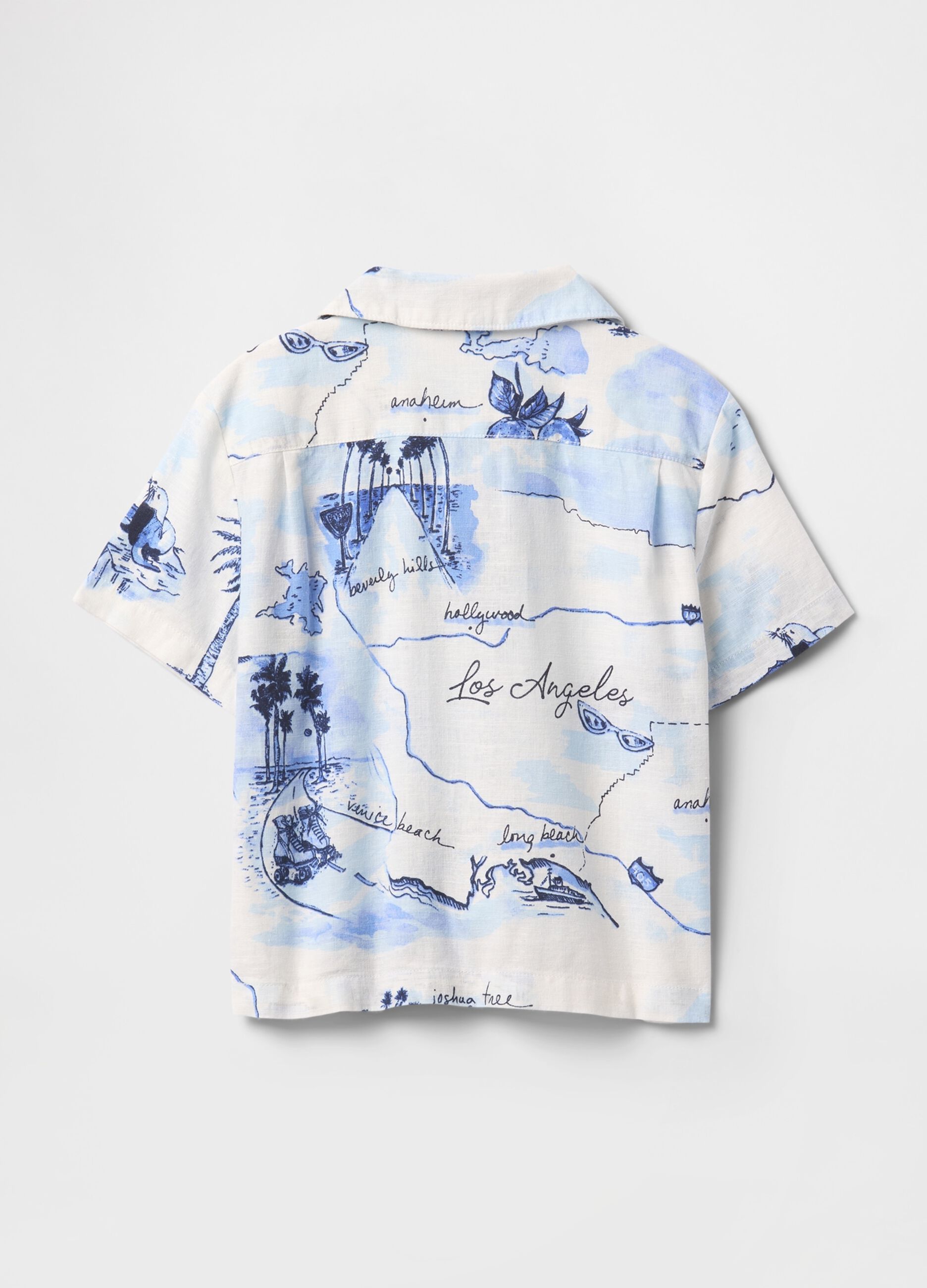 White Summer Shirt with Map Print