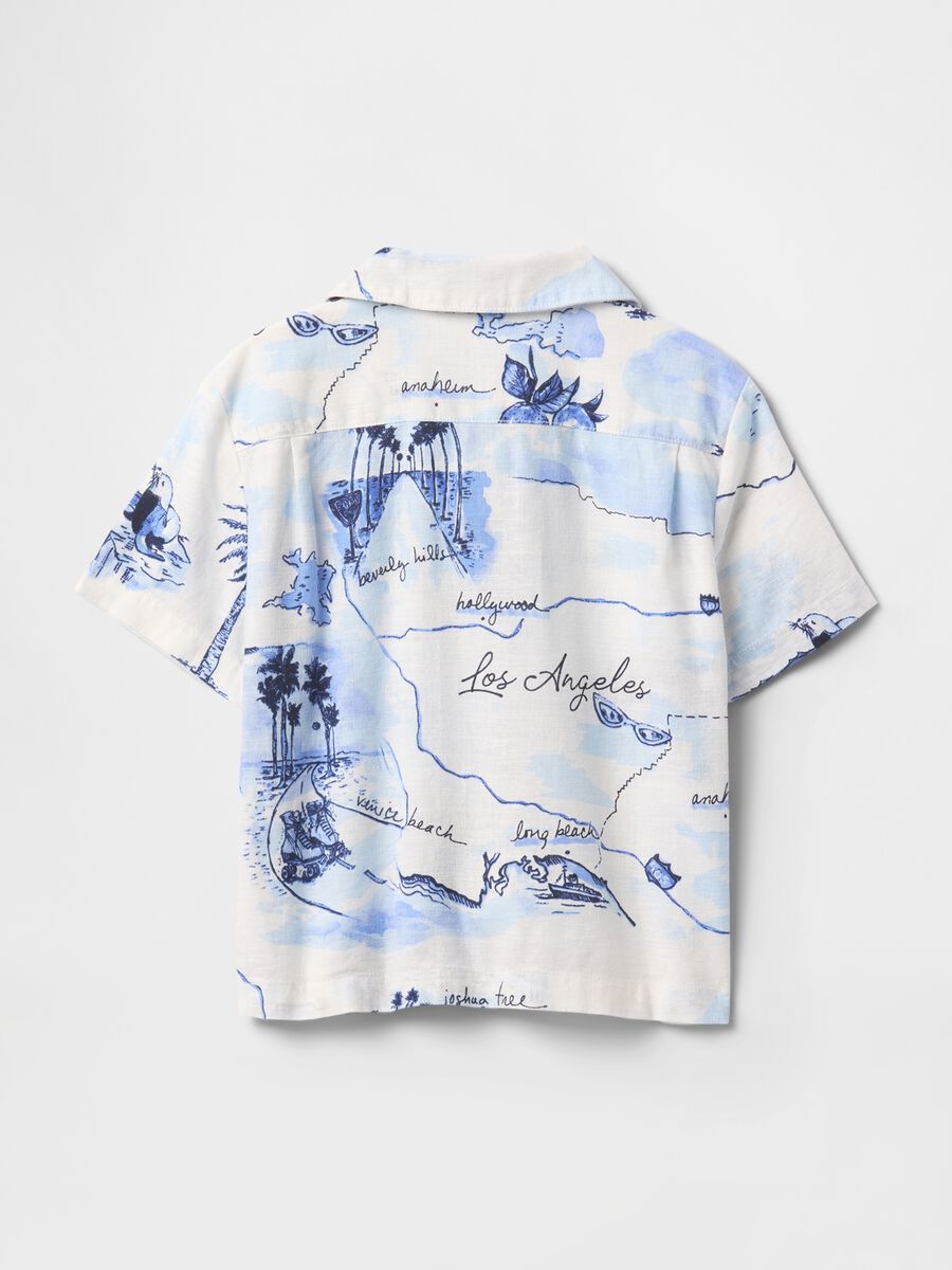 White Summer Shirt with Map Print_2