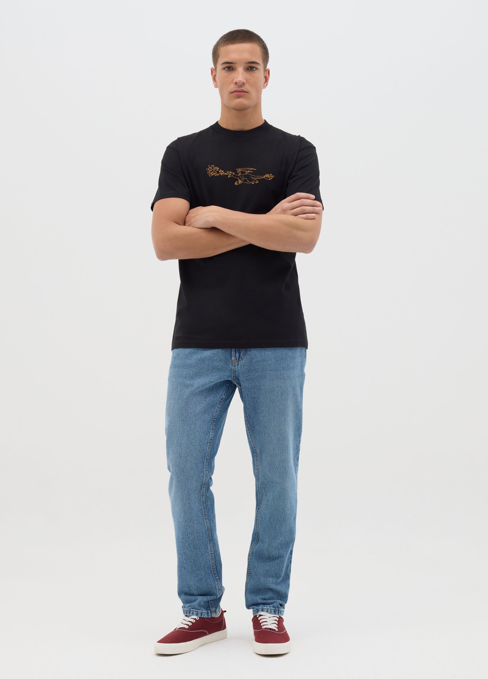 Black Manga Logo Cotton T-shirt