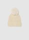 Beige girl's hat with pom-pom_0