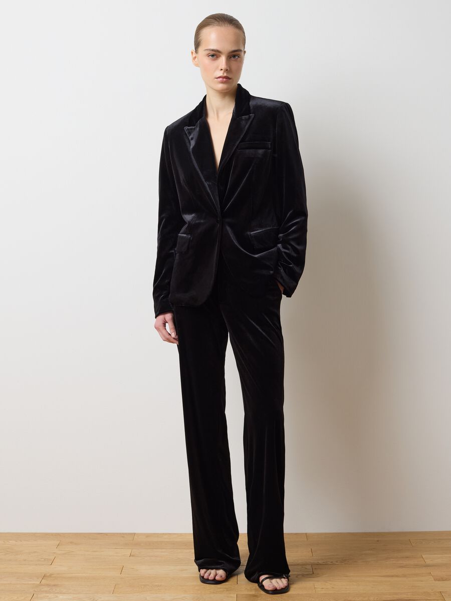 Blazer in velluto nero slim fit_1