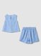 Blue stretch fabric set with sleeveless top and shorts_1