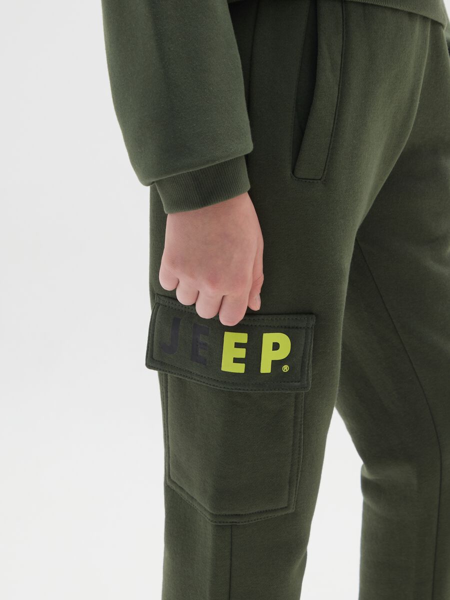 Children's green cotton blend trousers regular fit_2