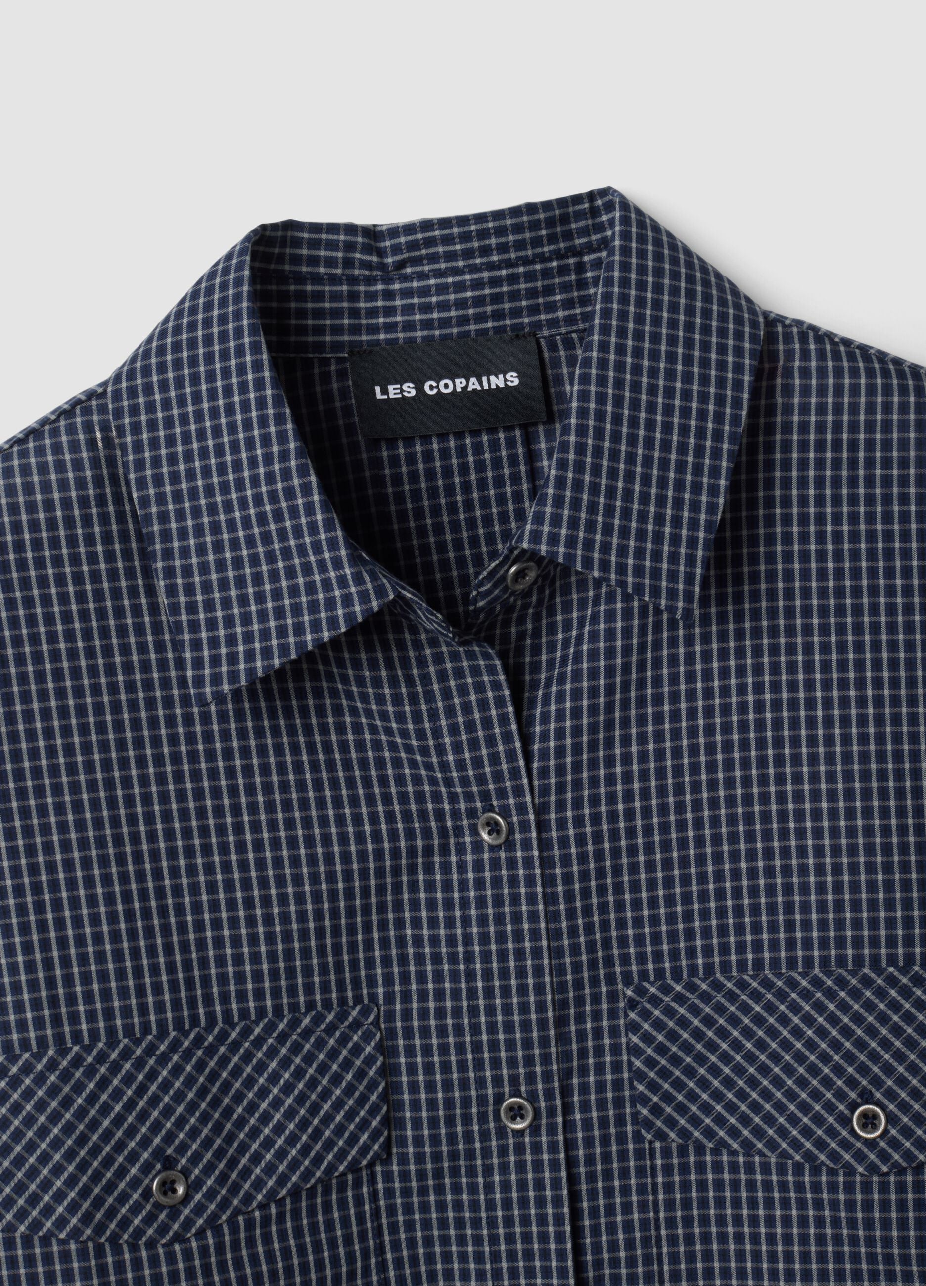 Blue checked regular-fit cotton and lyocell blend shirt