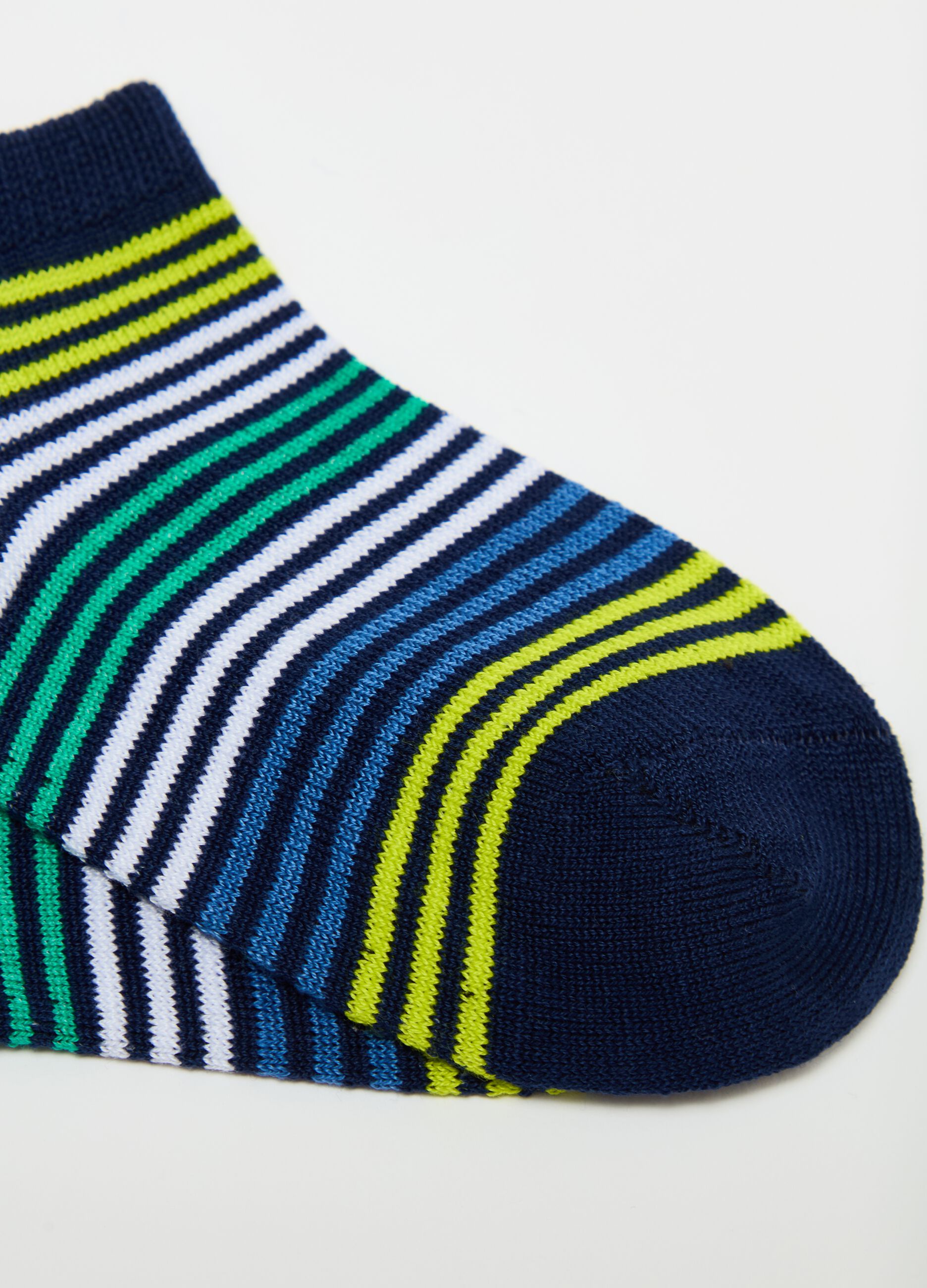 Three-pair pack short stretch socks with striped pattern
