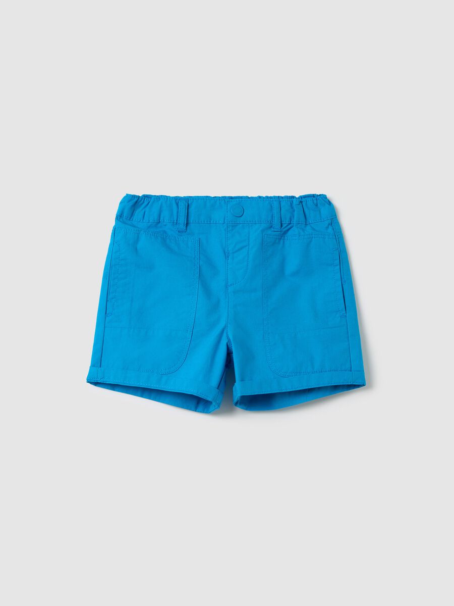 Fagottino Blue Cotton Poplin Shorts_0