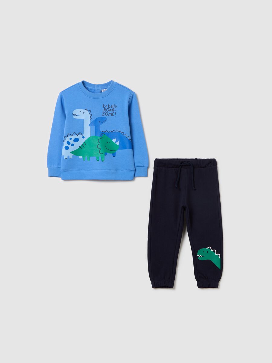 Cotton jogging set with dinosaurs print_0