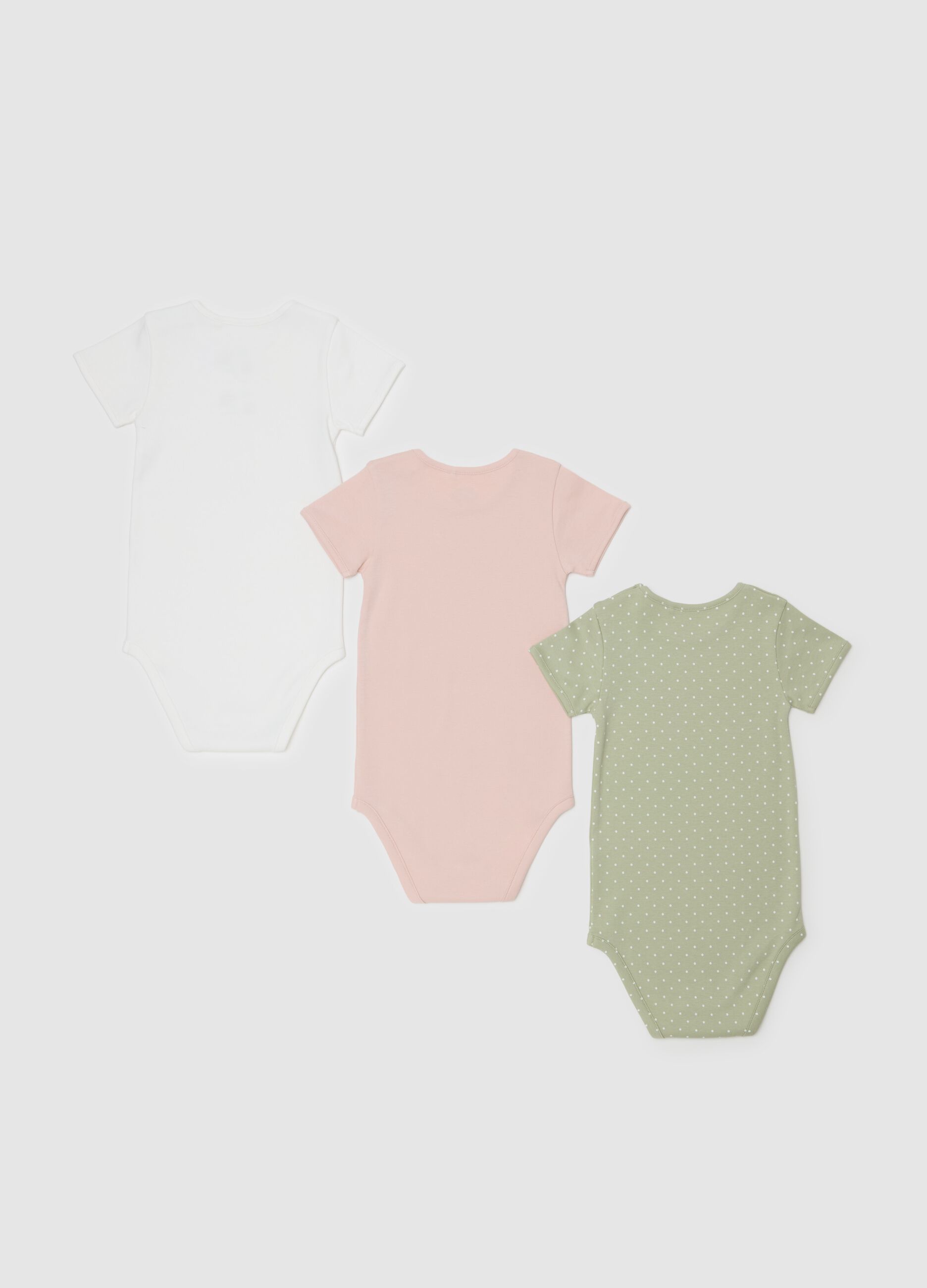 Tripack body in cotone bio fantasia pois 