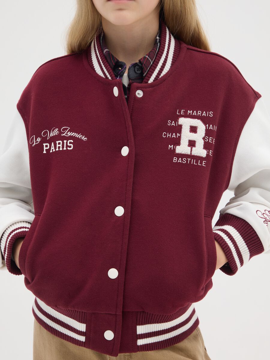 Girls' bomber jacket in white and red cotton blend regular fit_2