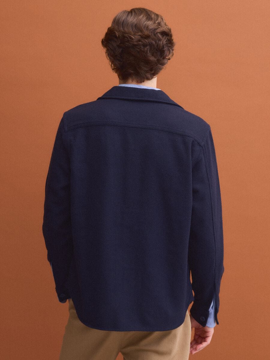 Blue wool and viscose-blend shacket with buttons, oversized fit_3