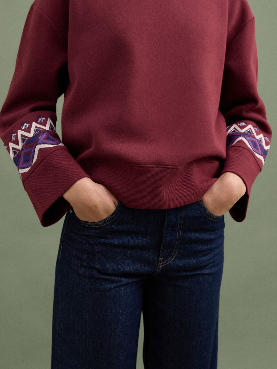 Felpa rossa in misto cotone con fantasia regular fit_3