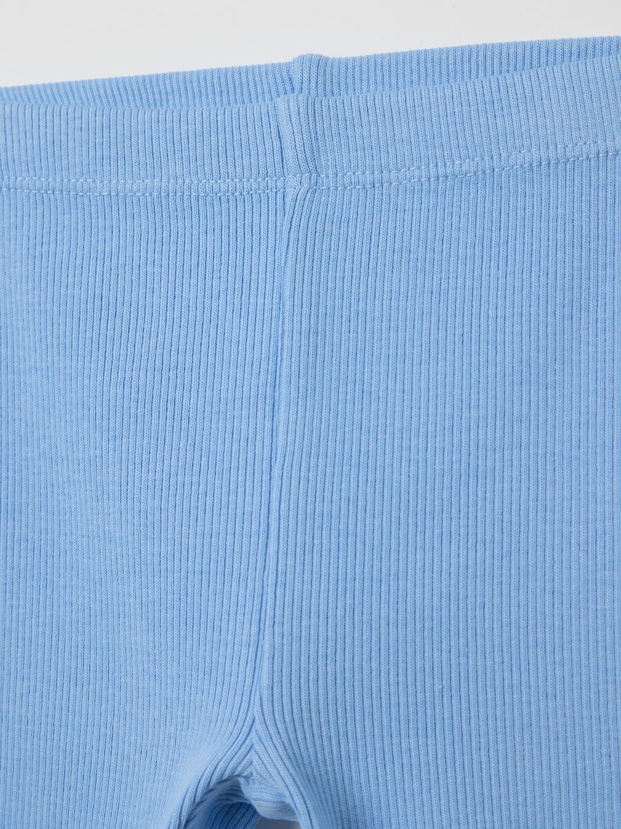 Shorts azzurri a costine con orlo ondulato_2