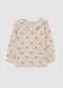 Beige baby girl's regular fit cotton blend t-shirt with bows_0