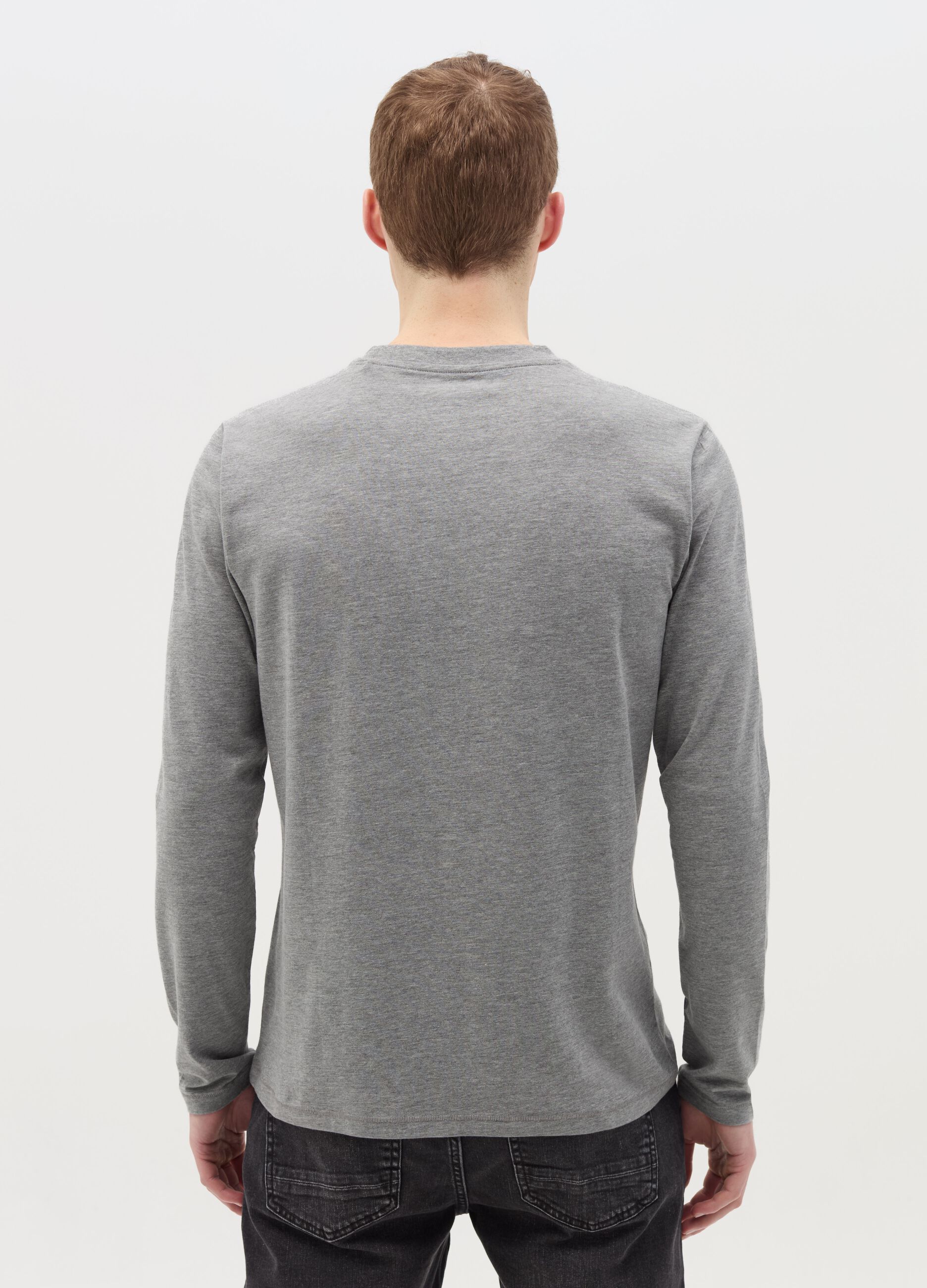 Long-sleeved T-shirt in stretch cotton