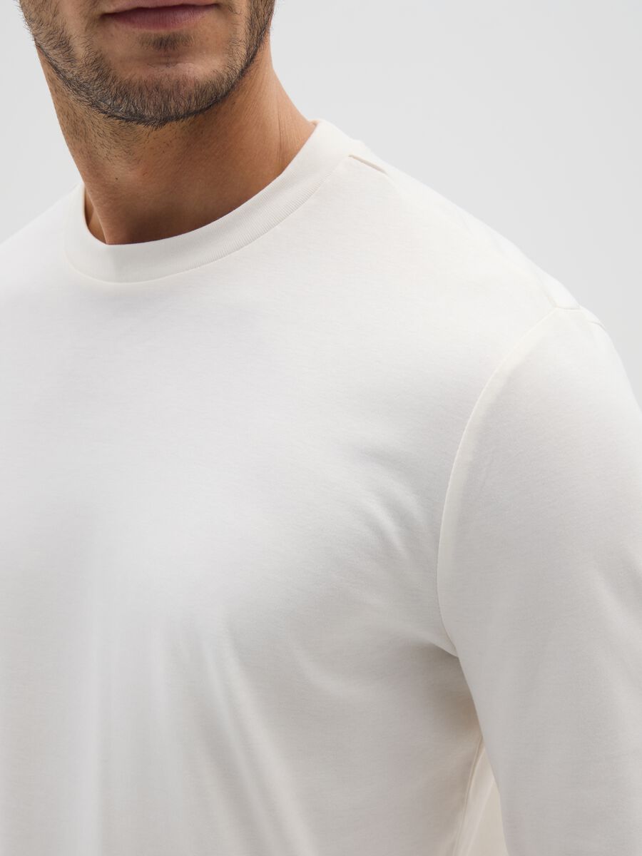 Maglia in puro cotone bianca regular fit_3