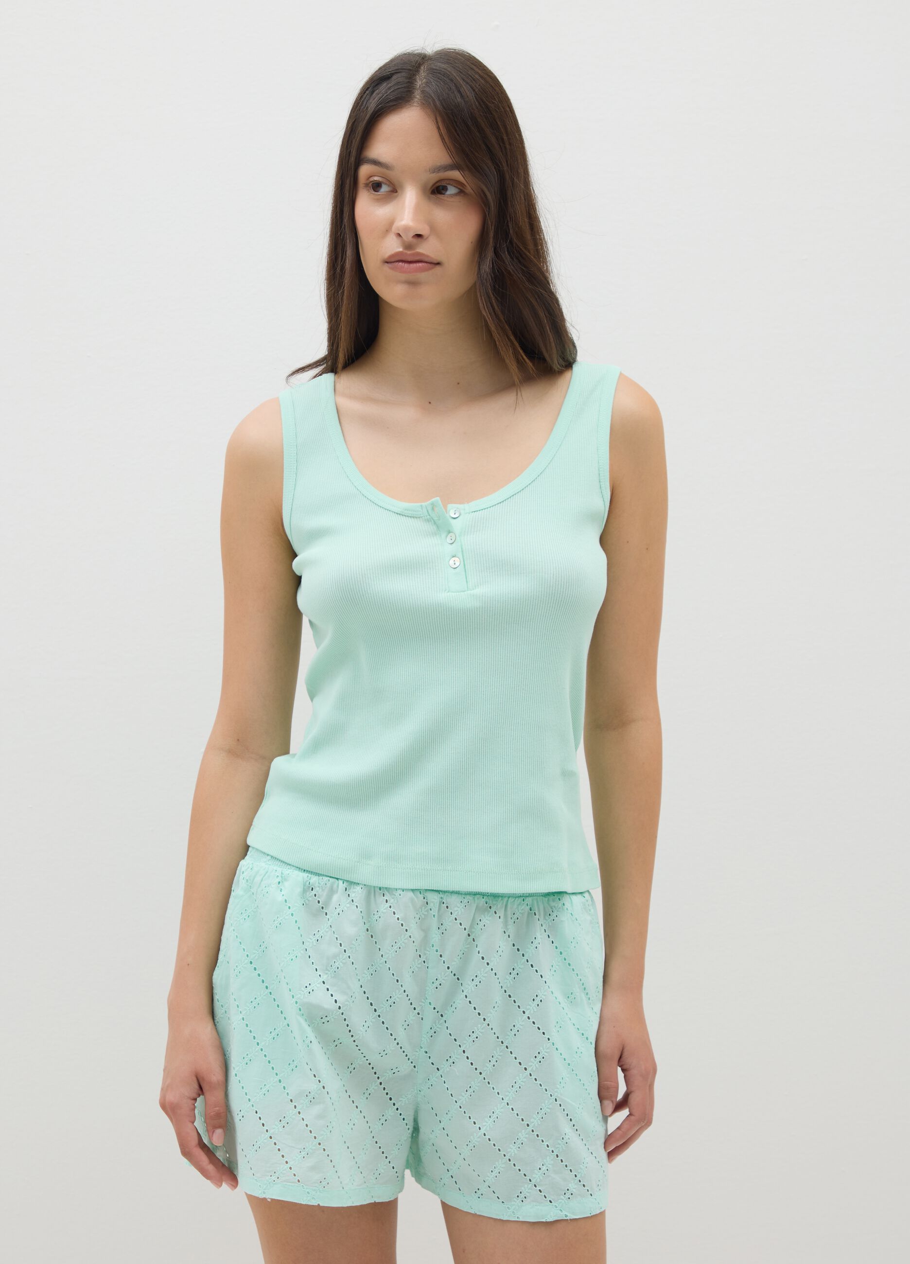 Set pigiama da donna in puro cotone verde