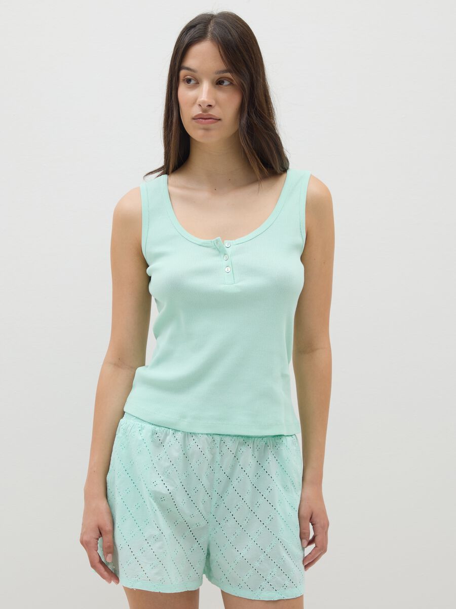 Set pigiama da donna in puro cotone verde_1