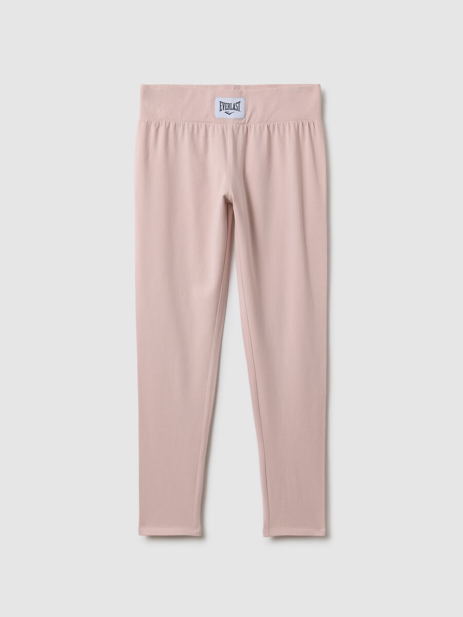 Pink stretch cotton regular fit leggings with Everlast logo_4