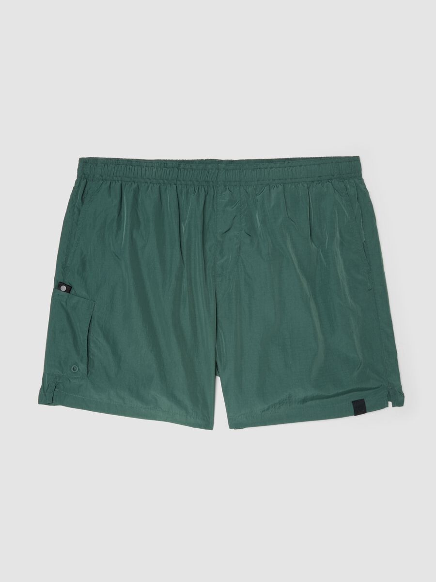 Green swim shorts with elasticated waistband_0
