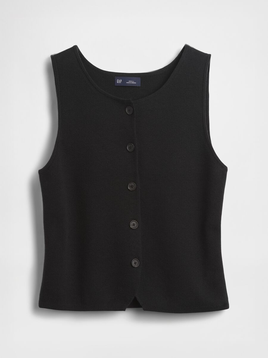Black cotton blend waistcoat_4