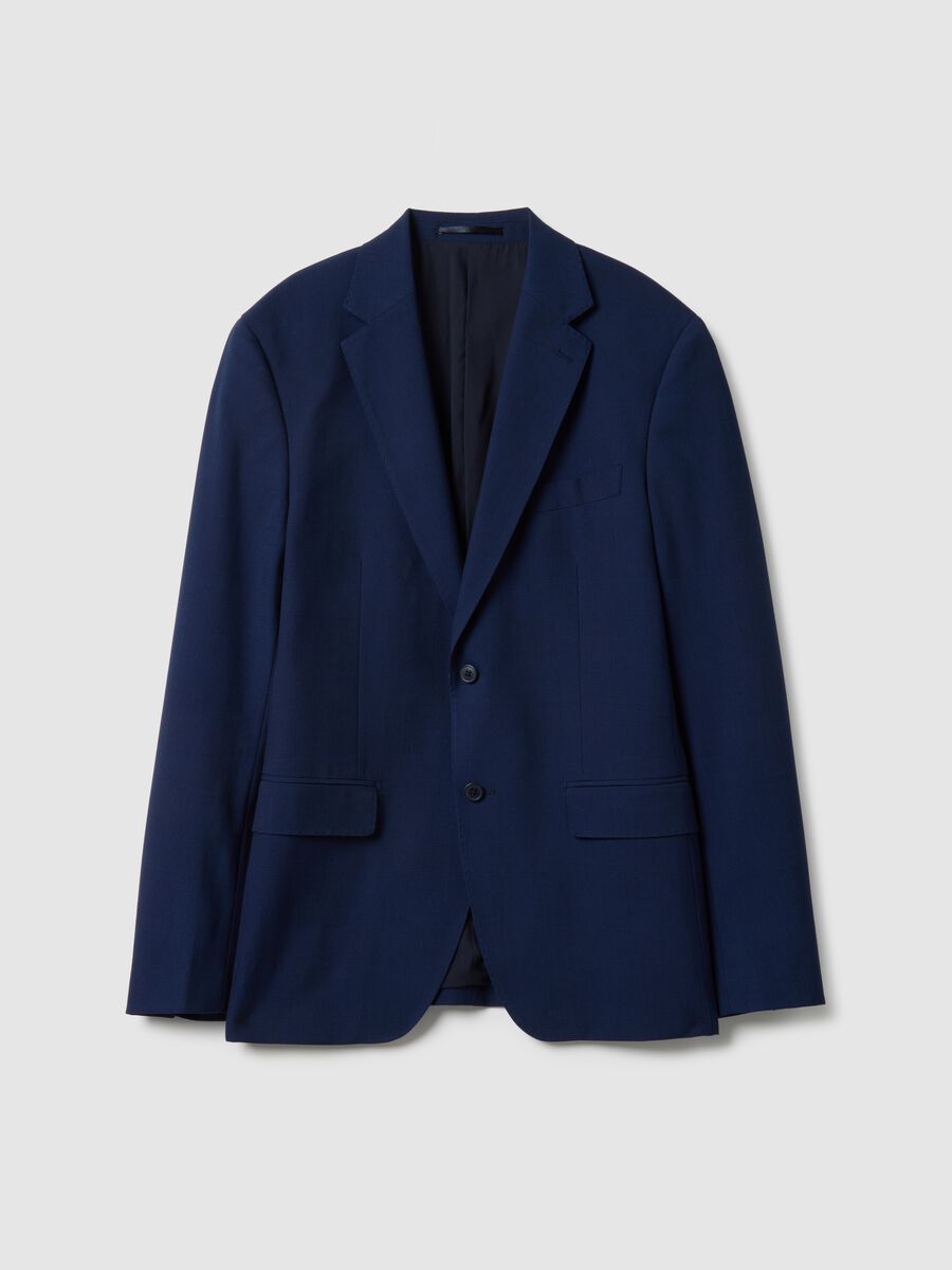 Blue Single-Breasted Slim Fit Jacket_4