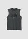 Black oversized pure cotton vest top_3