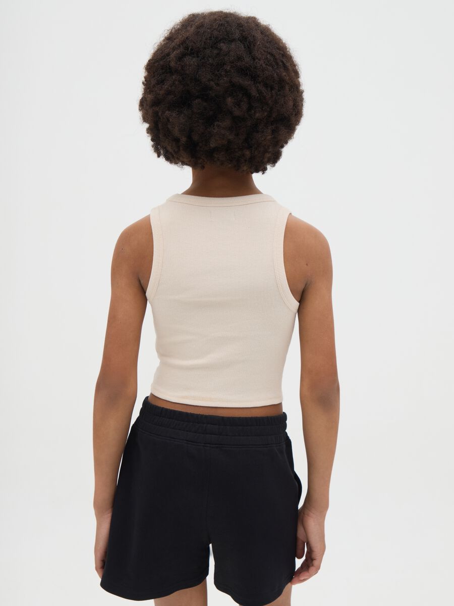 Beige OVS Kids Ribbed Tank Top_2