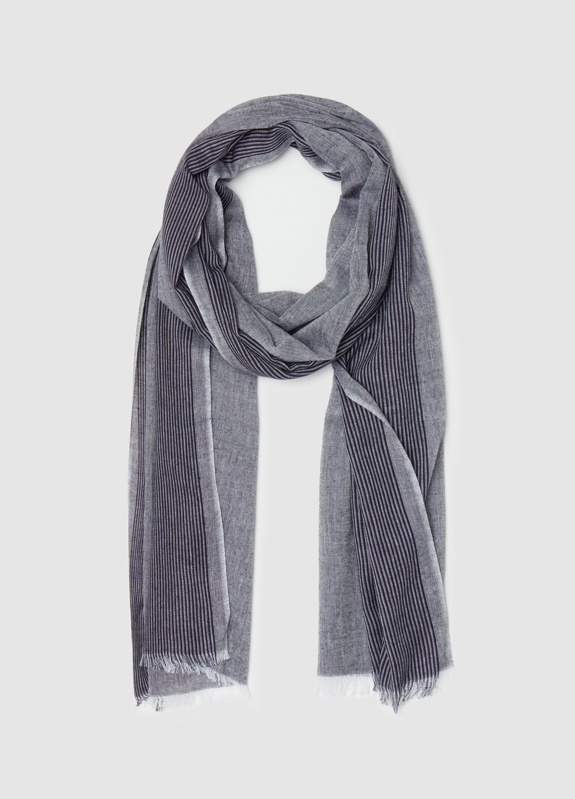 Colourblock pashmina with striped motif