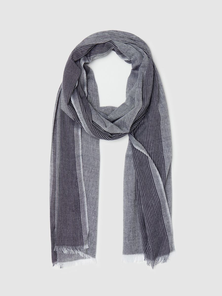 Colourblock pashmina with striped motif_0