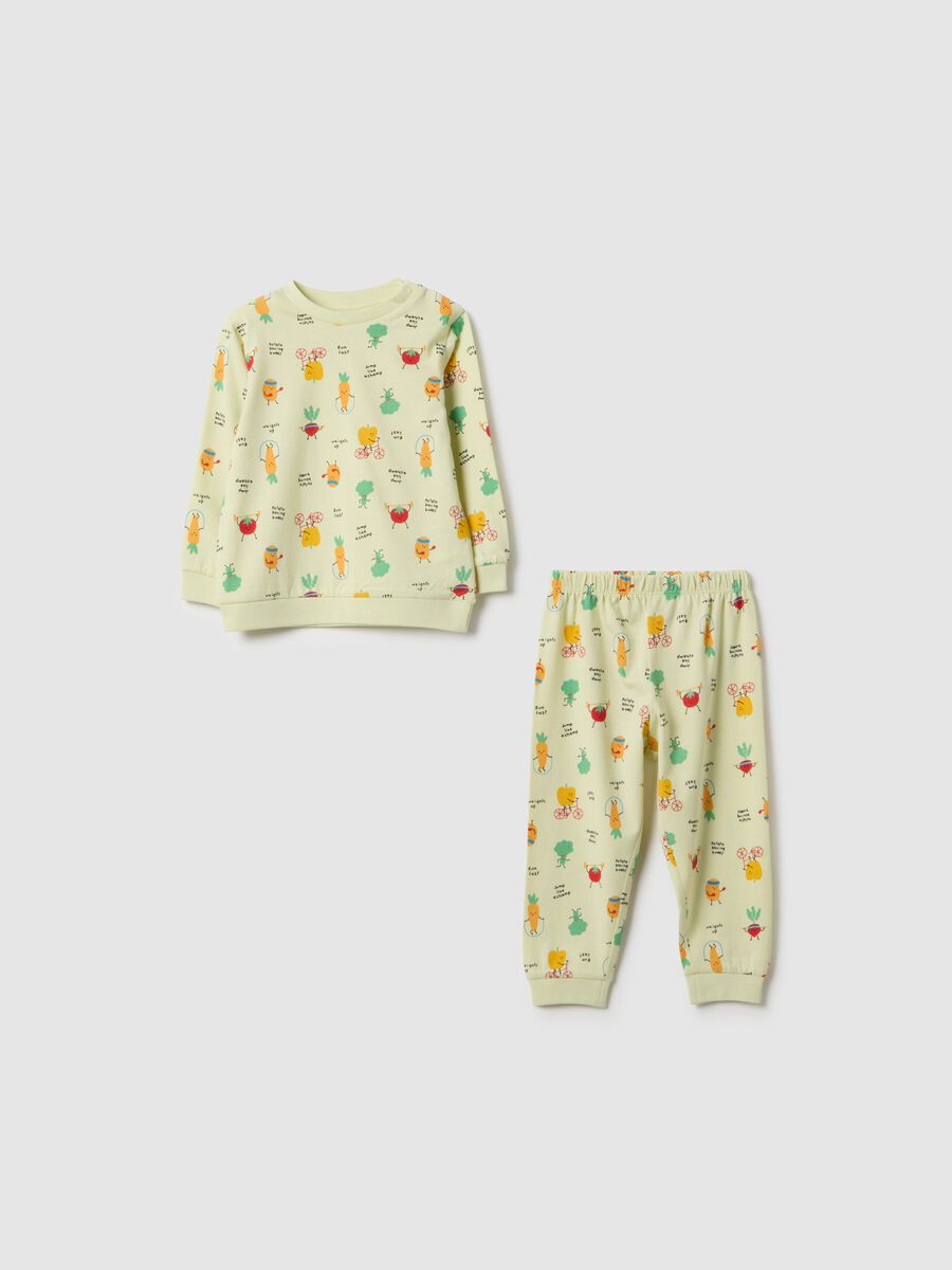 Yellow newborn pyjamas in pure cotton regular fit with prints_0