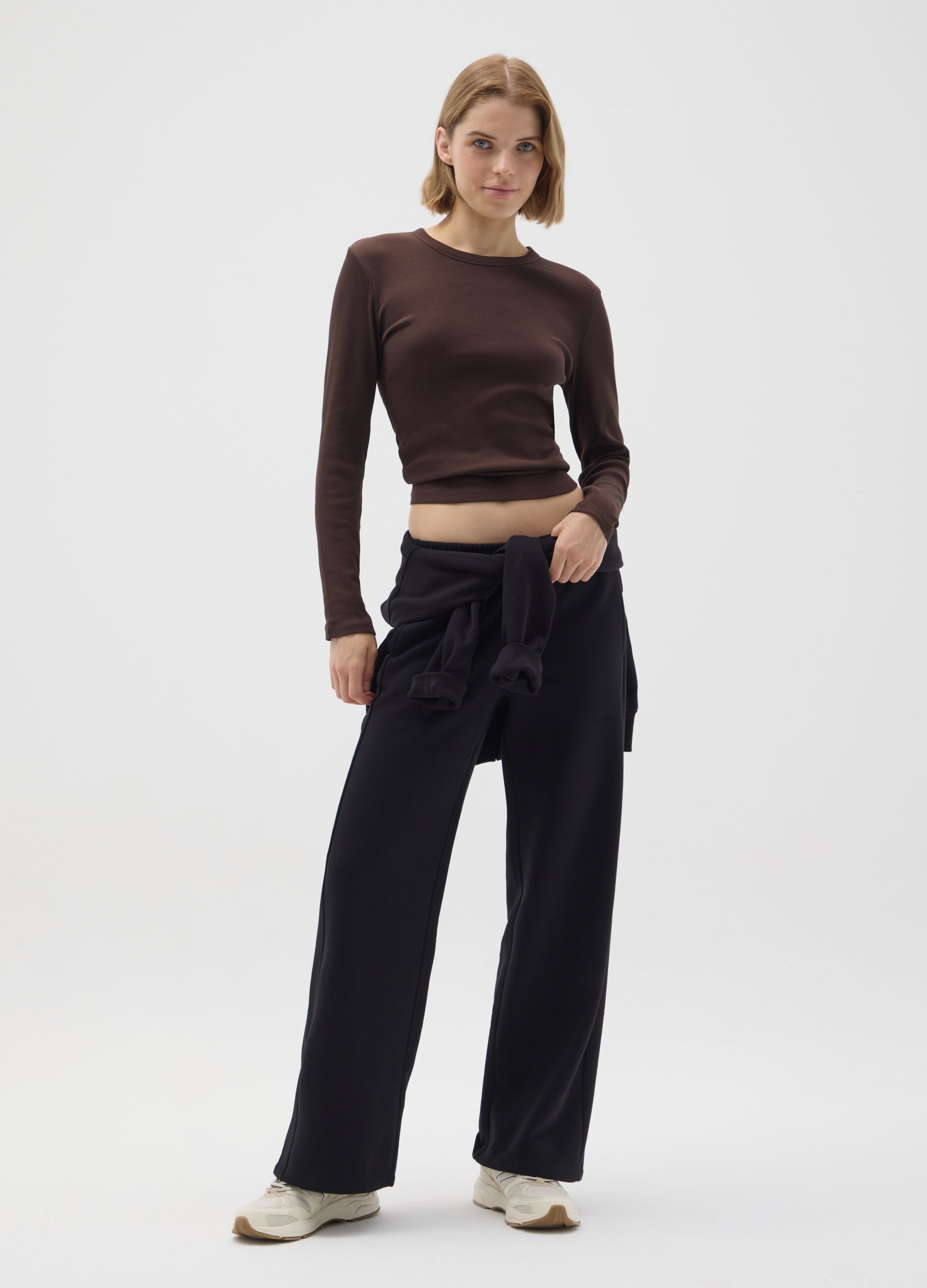 Brown regular fit pure cotton sweater