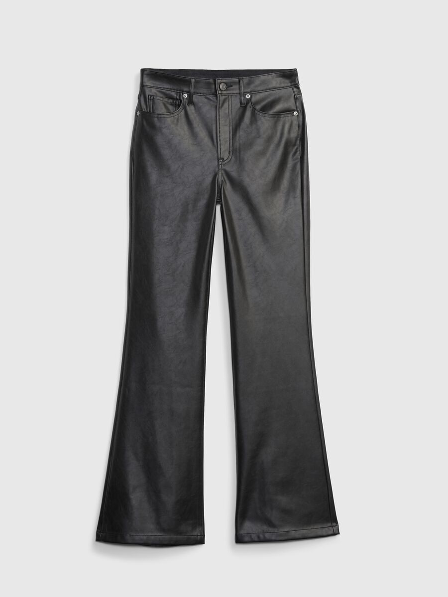 Flare-fit shiny-effect trousers_0