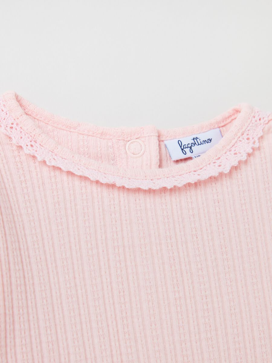 T-shirt in pointelle con maniche lunghe_2