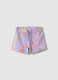 Girls' Regular Fit Purple Pure Cotton Shorts with Prints_0
