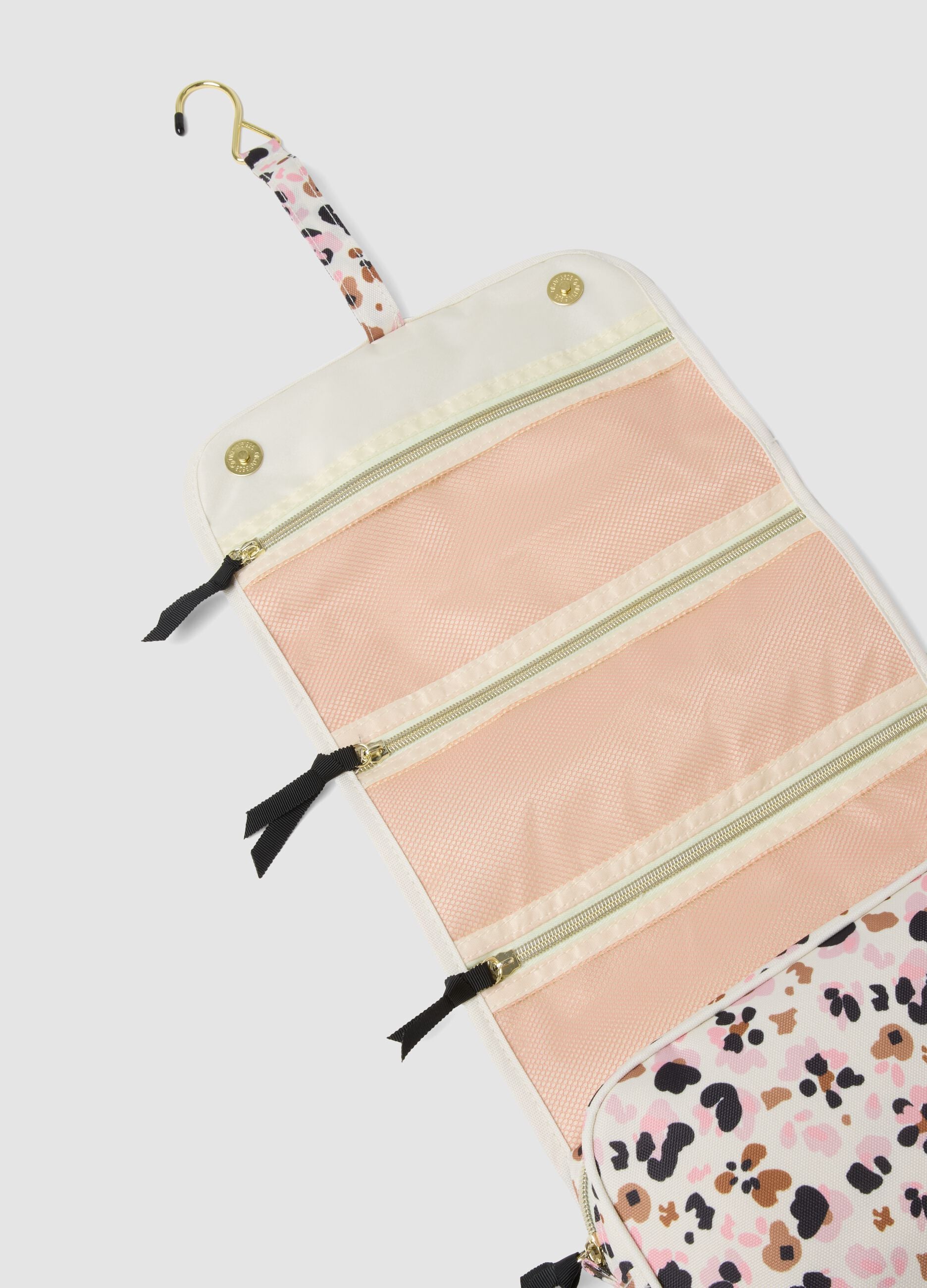 White animal-print wash bag