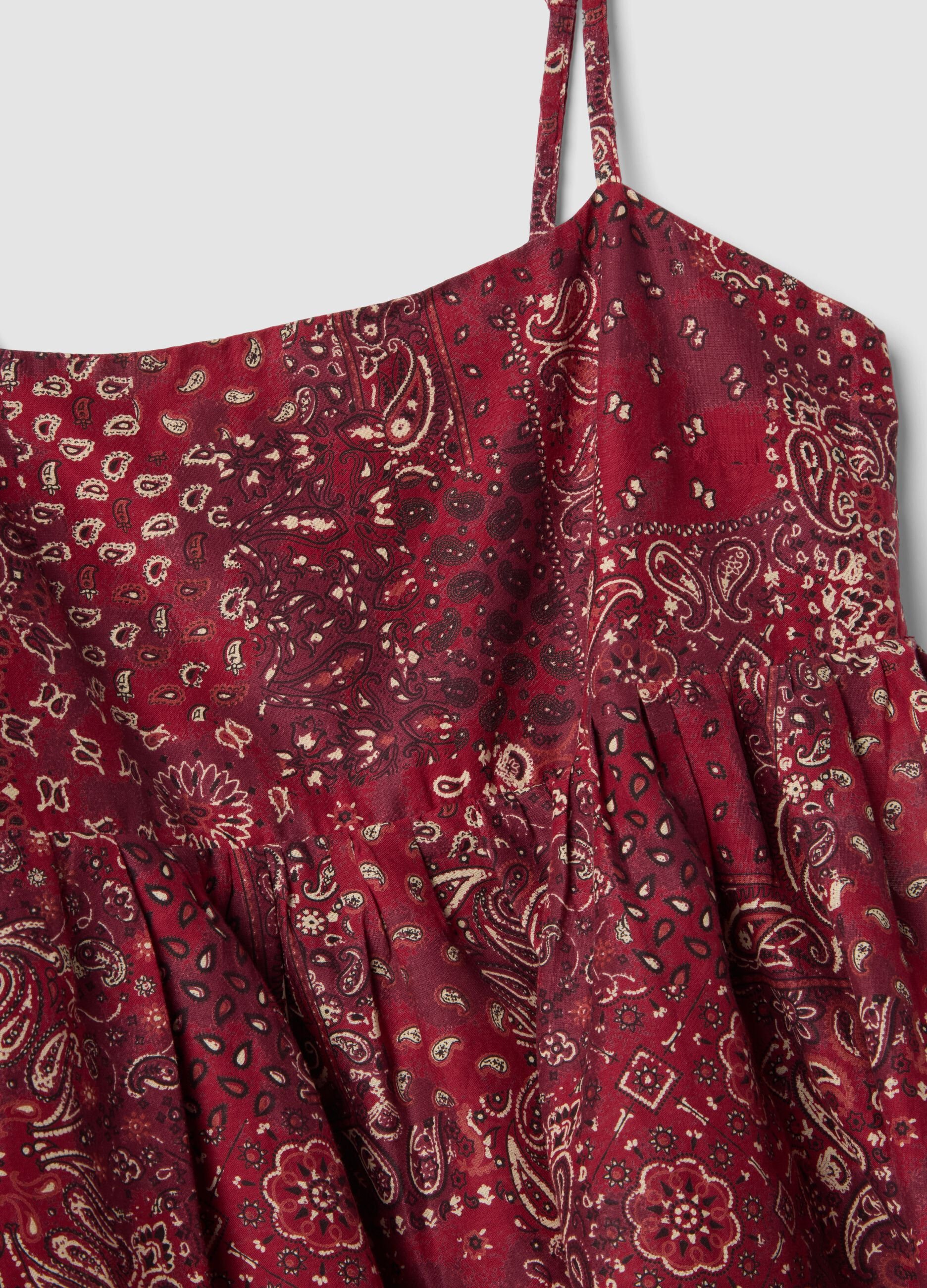 Multicoloured pure cotton regular fit tank top with thin straps