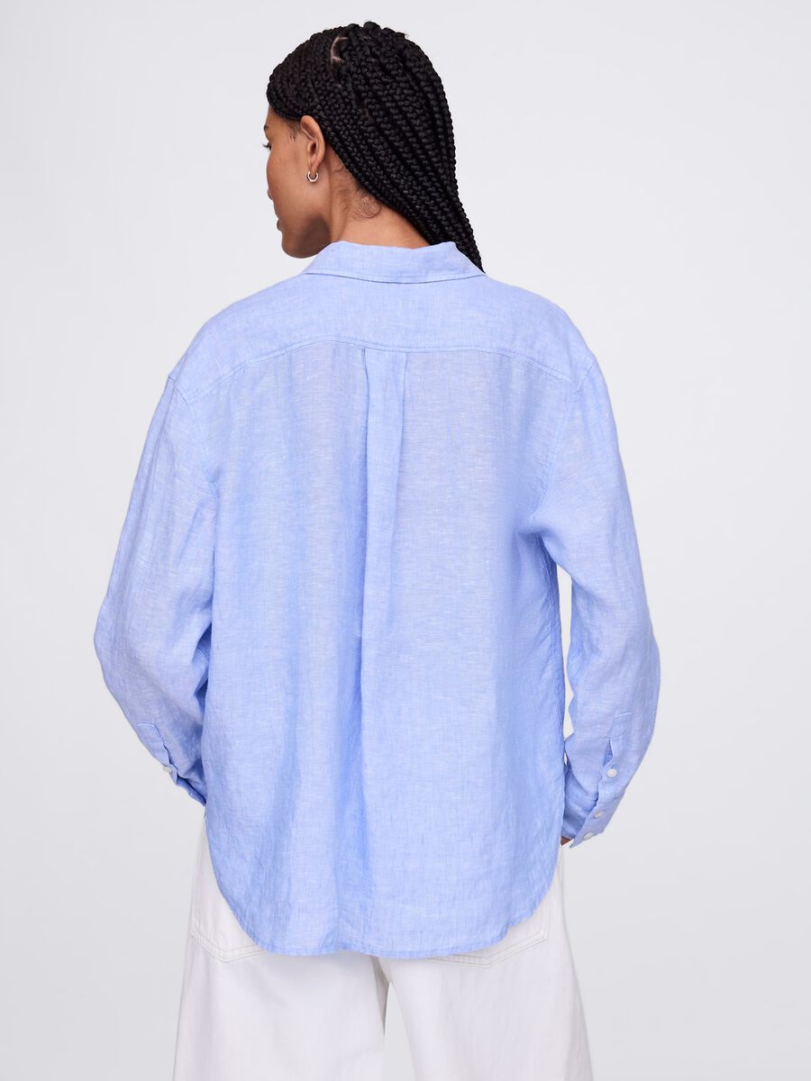 Wide light blue shirt in 100% linen_2