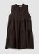 Brown sleeveless pure linen dress, regular fit_4