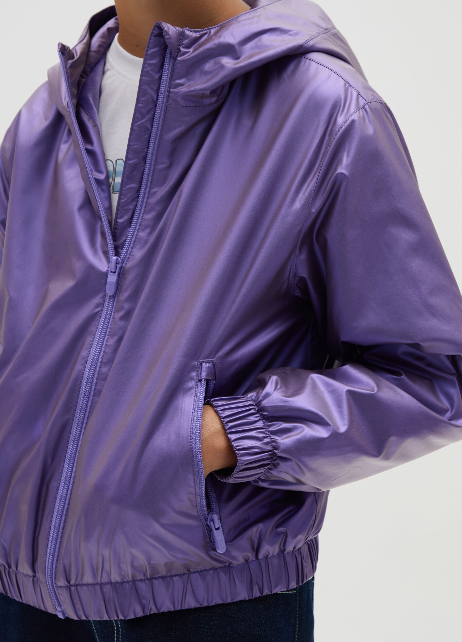 Girls' purple regular fit jacket with hood