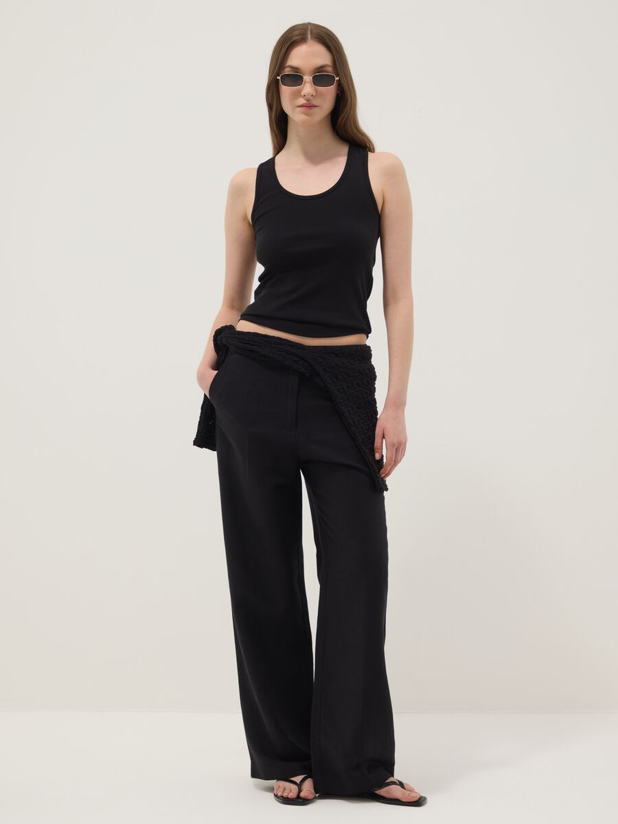 Black pure cotton tank top_2