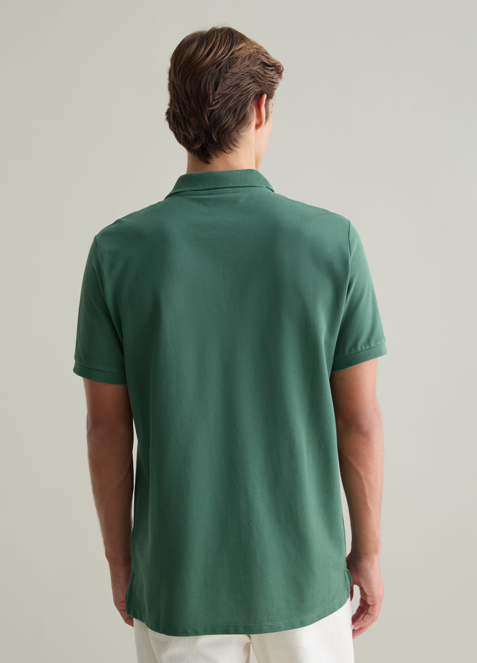 Polo da uomo in puro cotone Supima verde regular fit