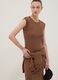 Brown sleeveless fitted dress in stretch cotton_0