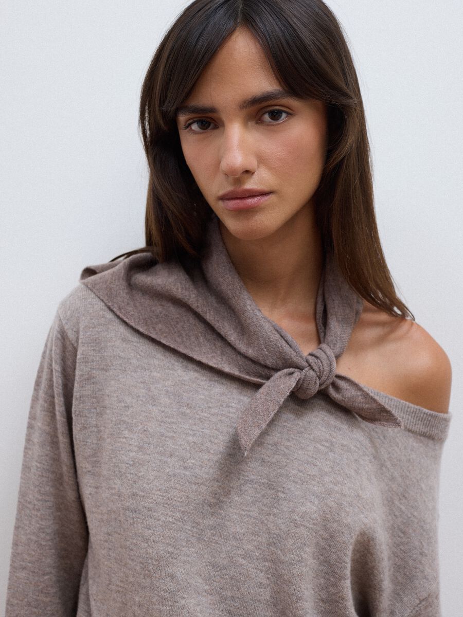 Grey pure wool boat-neck jumper_0