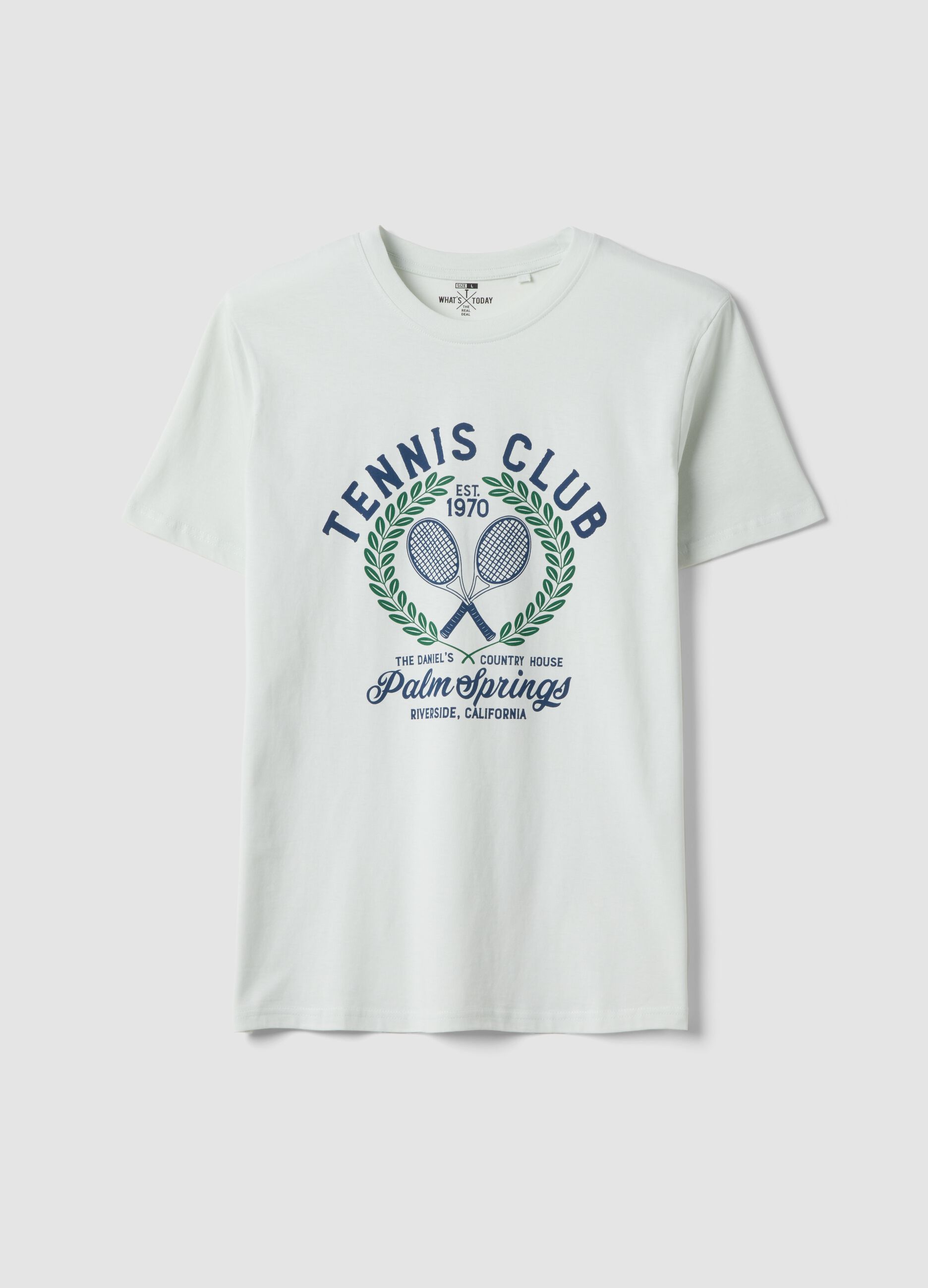 T-shirt bianca con stampa in puro cotone regular fit