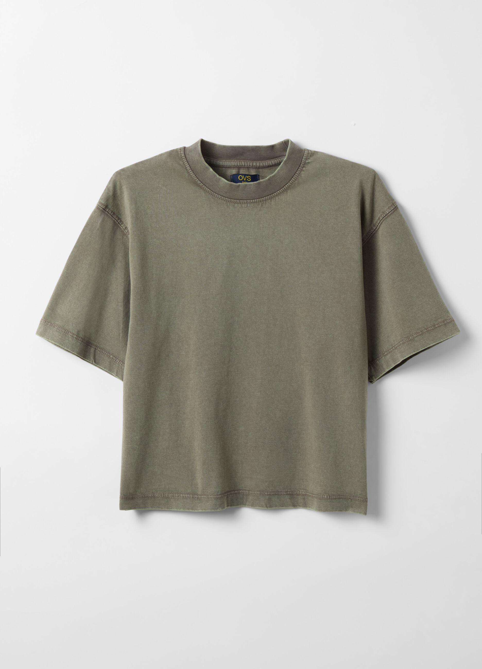 Girls' oversized fit green pure cotton T-shirt