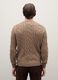 Brown regular fit crew neck jumper with cable knit_3