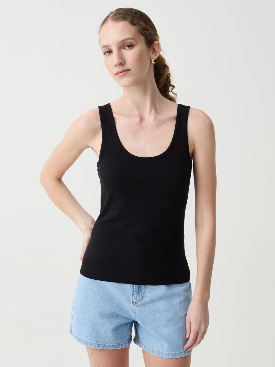 Tank top in cotone stretch_0