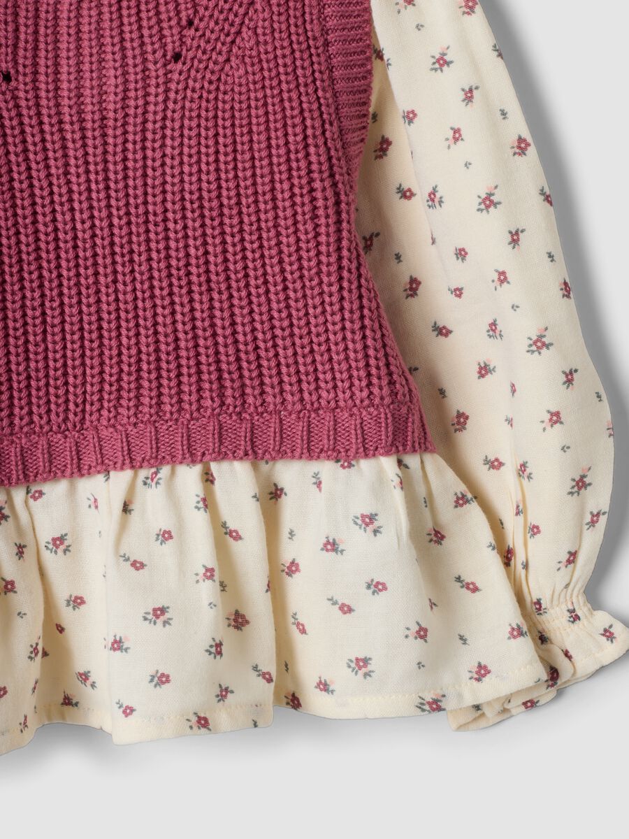 Maglia rosa girocollo in misto viscosa e cotone_2